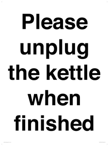 Please unplug the kettle when finished